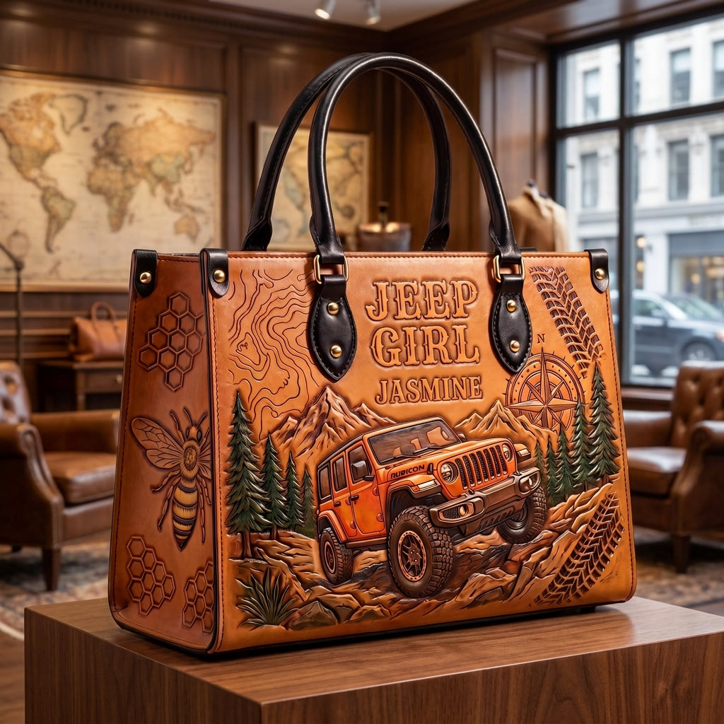 Jeep & Bee Personalized Leather Bag + Free Wallet TN2407261405