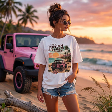 Flip Flops Jeep & Ocean Kinda Girl T-Shirt TN2407261015