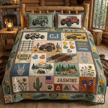 Duck Duck Jeep Personalized Quilted Bedding Set TN0608261534
