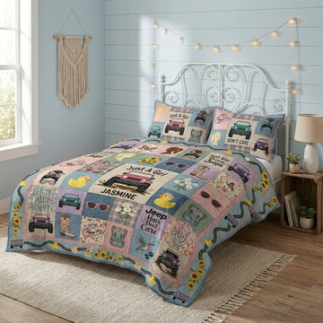 Just A Girl Who Loves Jeep Personalized Quilted Bedding Set TN0608261530