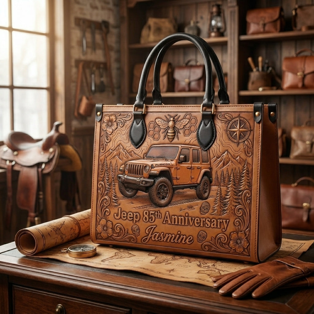 Jeep 85th Anniversary V4 Personalized Leather Bag + Free Wallet TN2407261346
