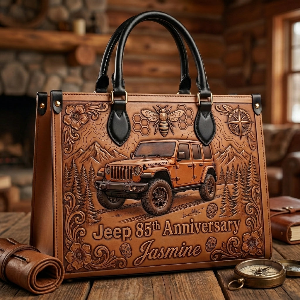 Jeep 85th Anniversary V4 Personalized Leather Bag + Free Wallet TN2407261346