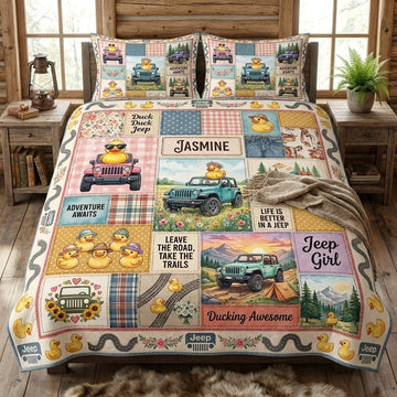 Duck Duck Jeep Personalized Quilted Bedding Set TN0608261536