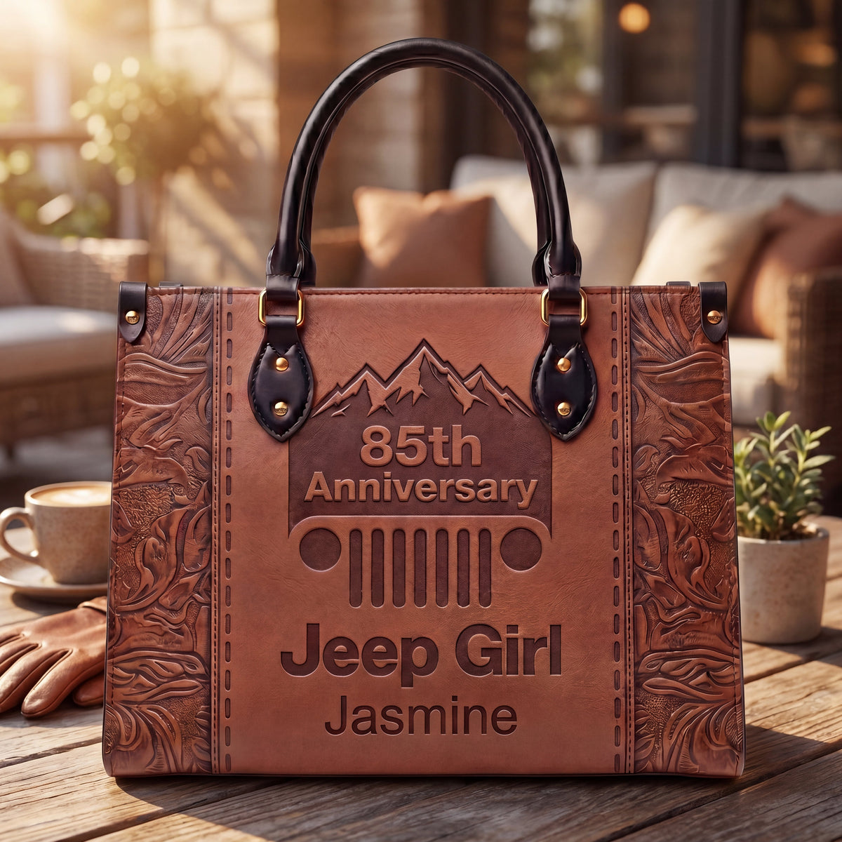 [Free delivery]  85th Anniversary Jeep Girl Personalized Leather Bag + Free Leather Wallet TN2407261404