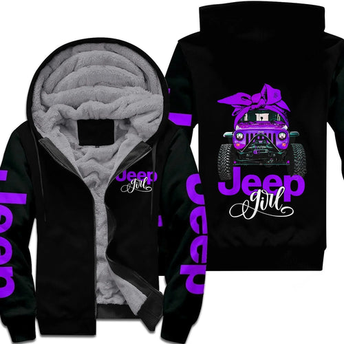 Multicolor Jeep Girl So Cute Sherpa Hoodie TN2605261712