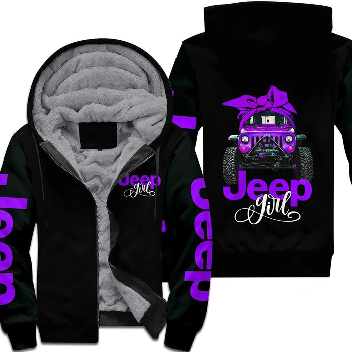 Multicolor Jeep Girl So Cute Sherpa Hoodie TN2605261712