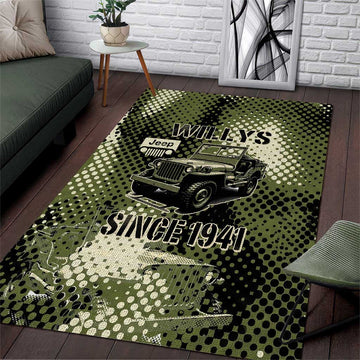 Willys Jeep Area Rug Since 1941 Retro Military Style TS04