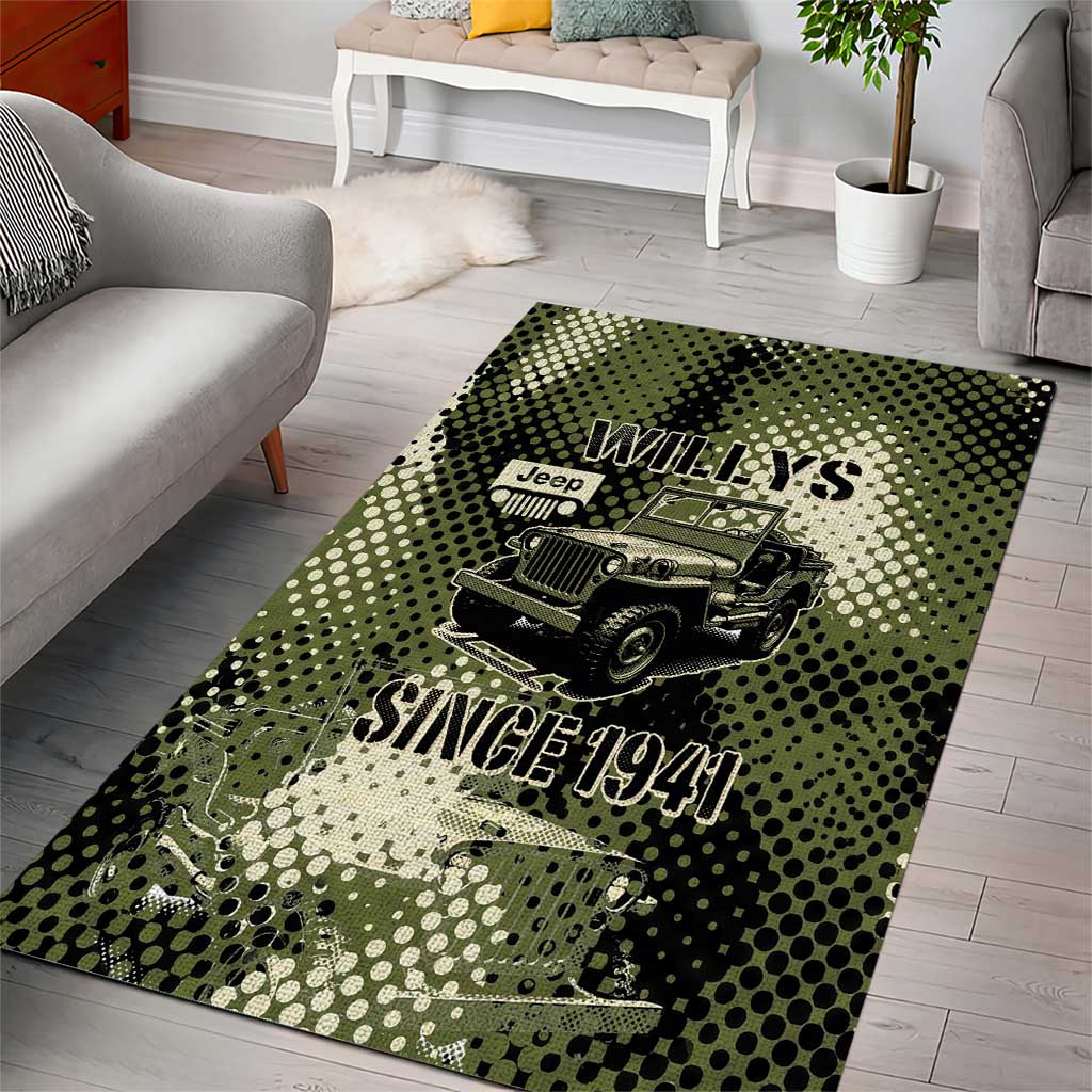 Willys Jeep Area Rug Since 1941 Retro Military Style TS04