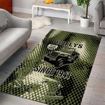 Willys Jeep Area Rug Since 1941 Retro Military Style TS04