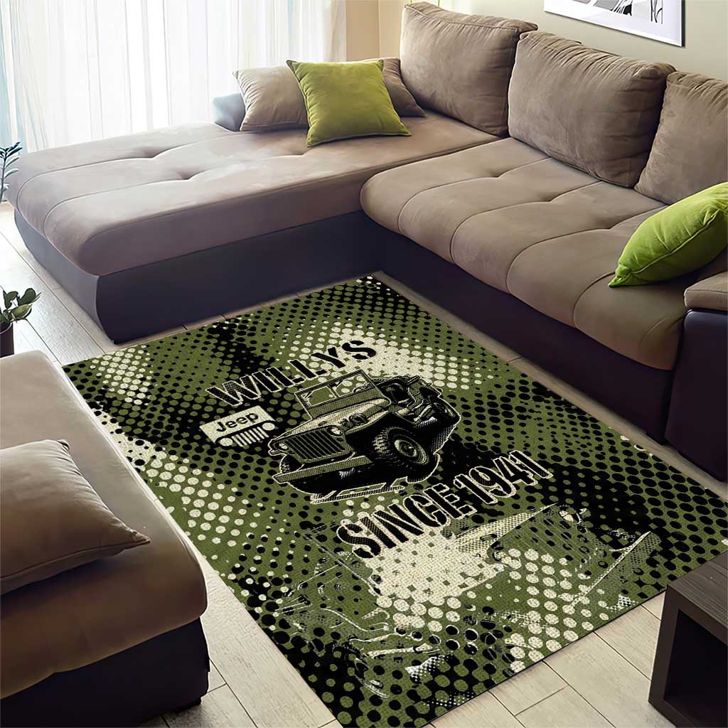 Willys Jeep Area Rug Since 1941 Retro Military Style TS04