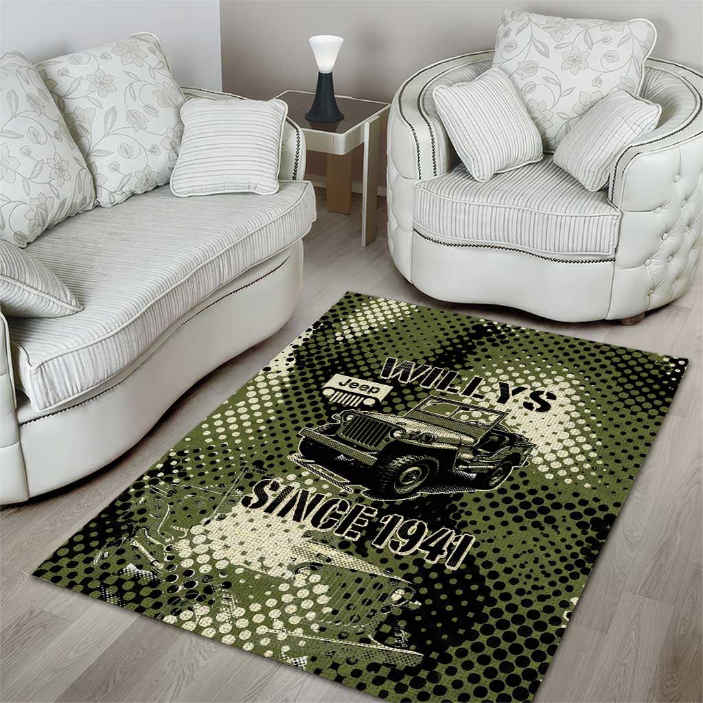 Willys Jeep Area Rug Since 1941 Retro Military Style TS04