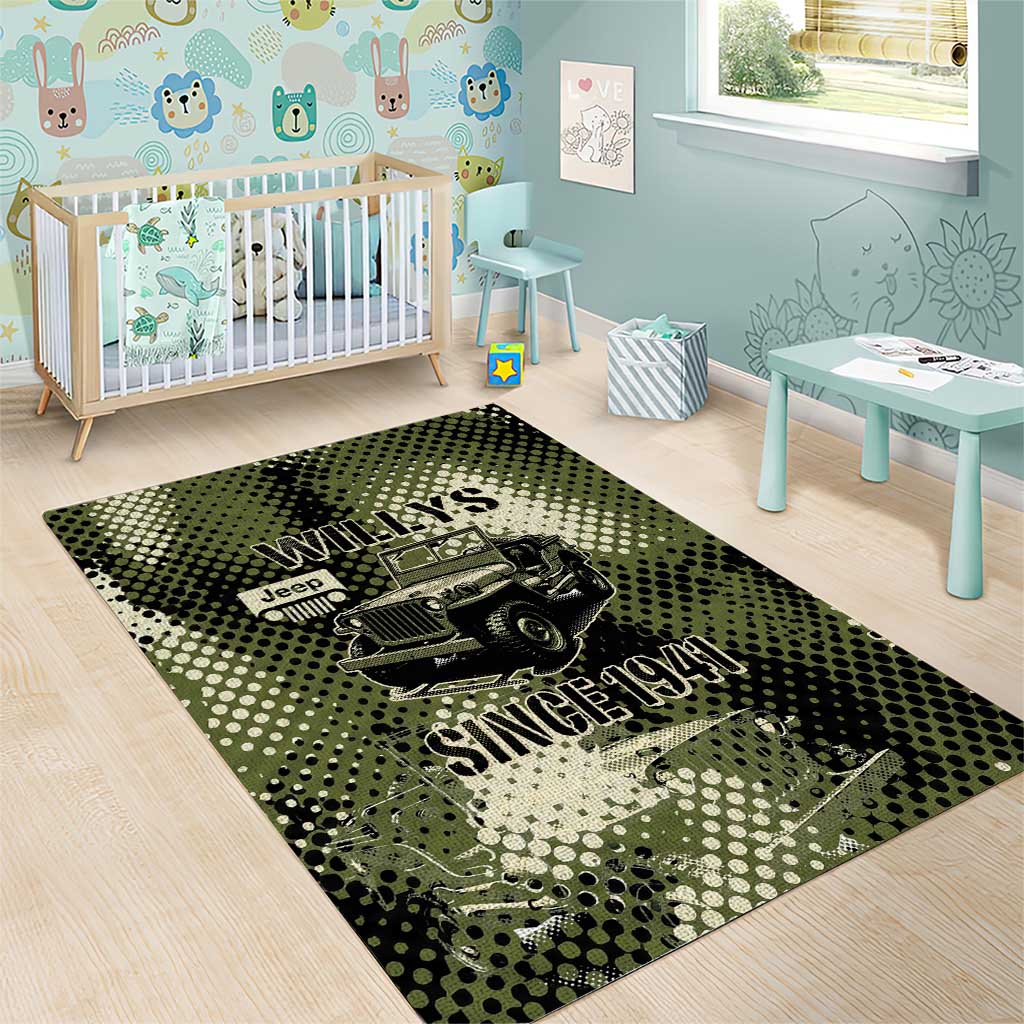 Willys Jeep Area Rug Since 1941 Retro Military Style TS04