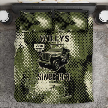 Willys Jeep Bedding Set Since 1941 Retro Military Style