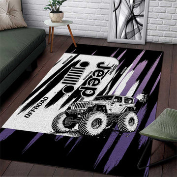 Jeep Off Road Area Rug With Purple Brushstroke Grunge Style For Outdoor Lovers TS04