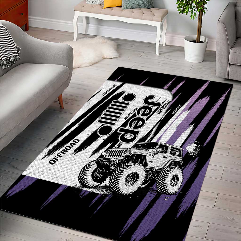 Jeep Off Road Area Rug With Purple Brushstroke Grunge Style For Outdoor Lovers TS04