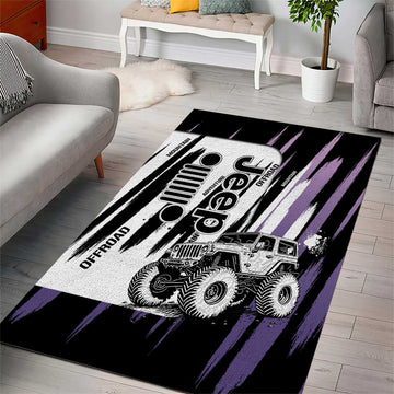 Jeep Off Road Area Rug With Purple Brushstroke Grunge Style For Outdoor Lovers TS04