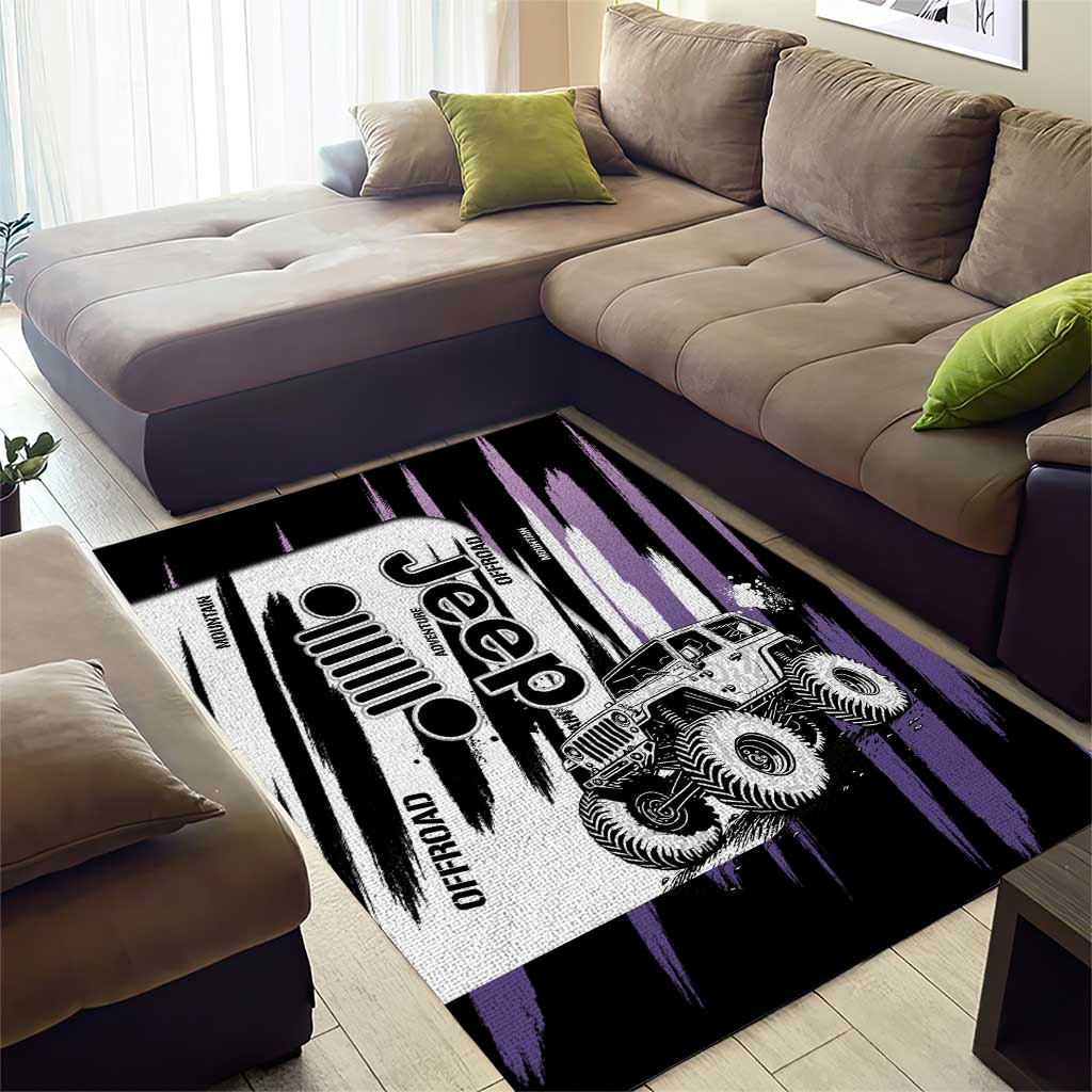 Jeep Off Road Area Rug With Purple Brushstroke Grunge Style For Outdoor Lovers TS04