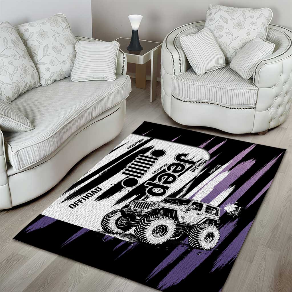Jeep Off Road Area Rug With Purple Brushstroke Grunge Style For Outdoor Lovers TS04
