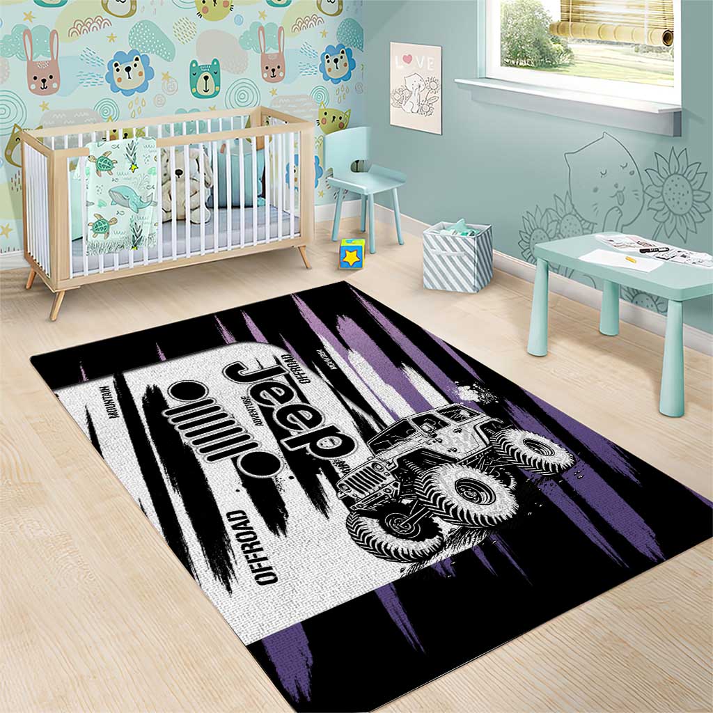 Jeep Off Road Area Rug With Purple Brushstroke Grunge Style For Outdoor Lovers TS04