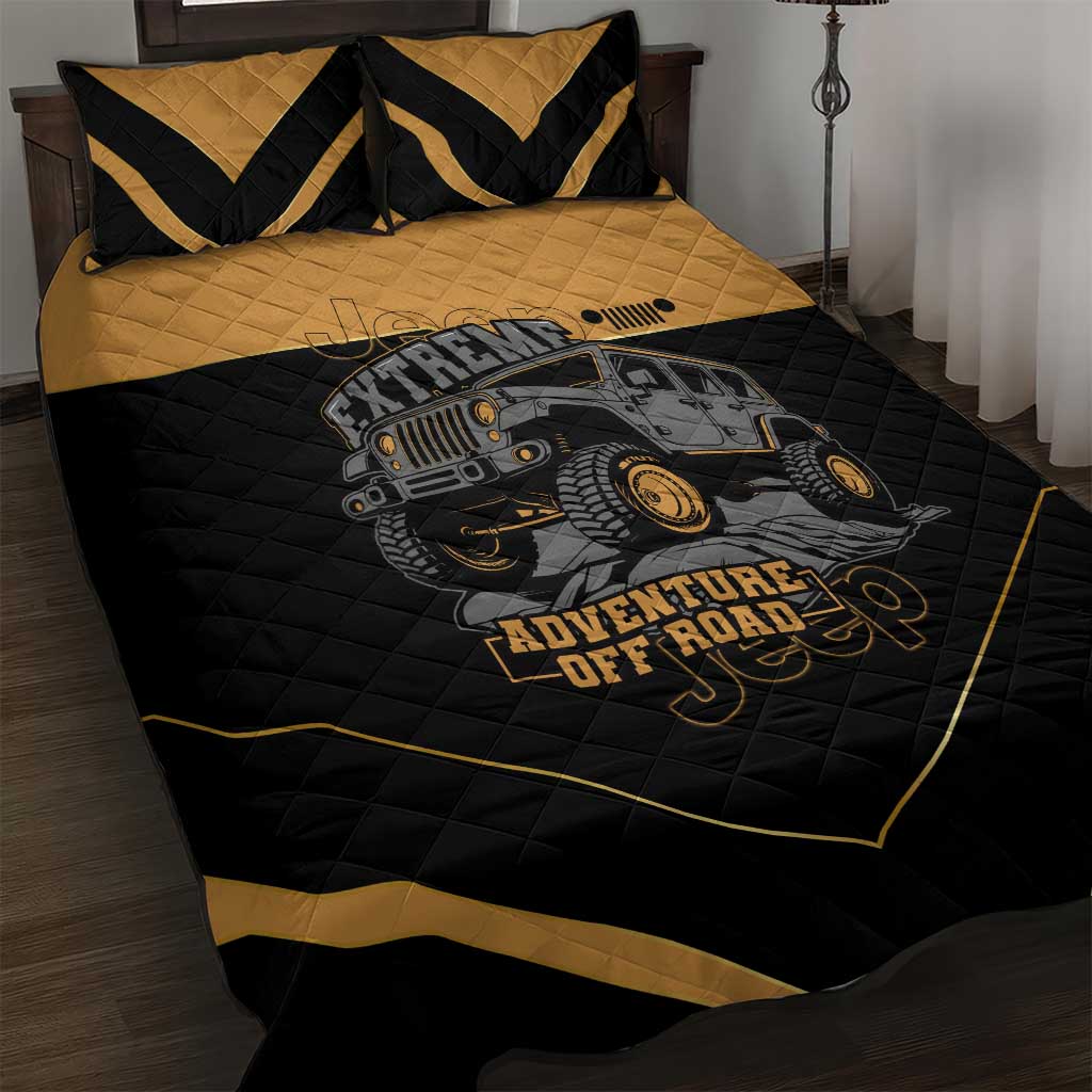 Jeep Of Road Quilt Bed Set Rugged Terrain Adventure And Bold Yellow Accents