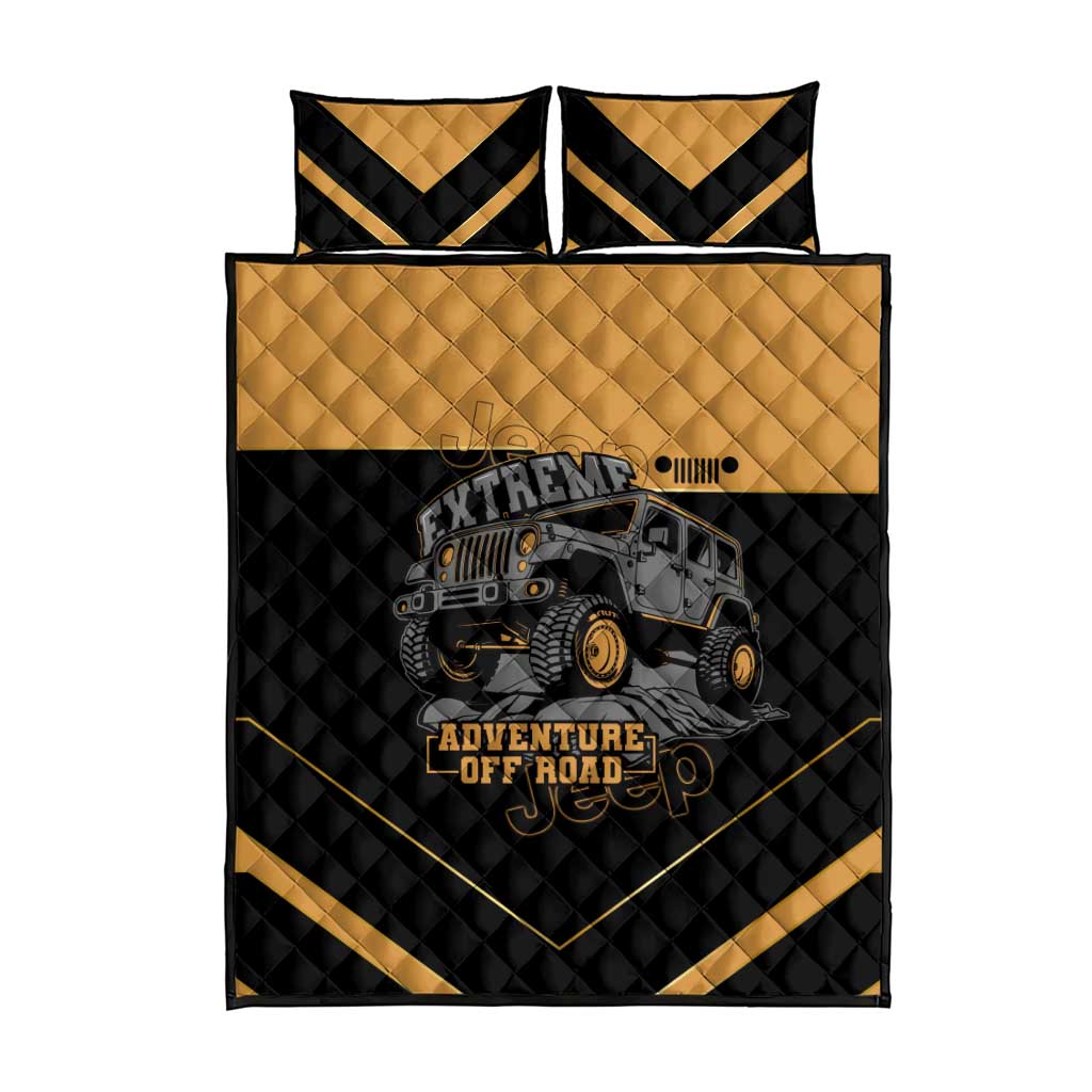 Jeep Of Road Quilt Bed Set Rugged Terrain Adventure And Bold Yellow Accents