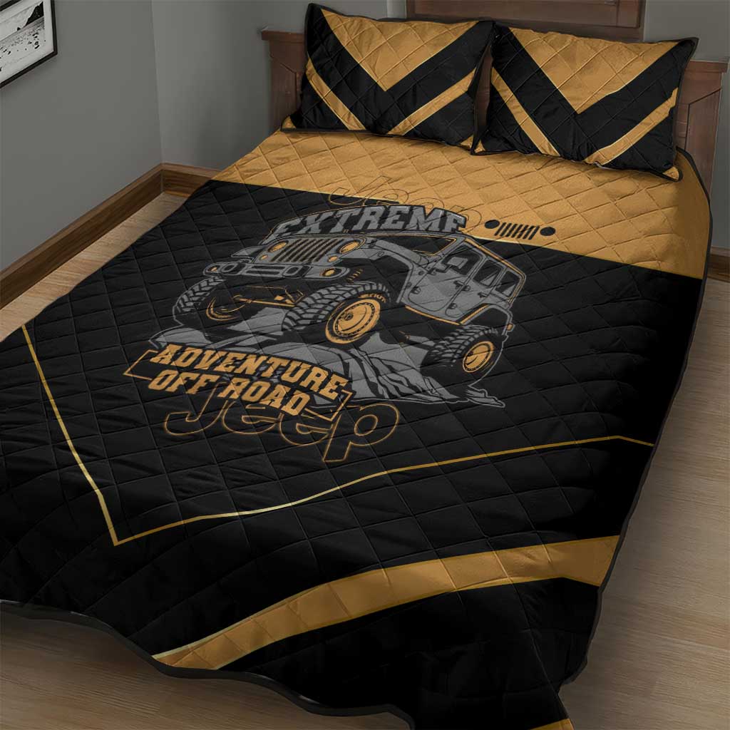 Jeep Of Road Quilt Bed Set Rugged Terrain Adventure And Bold Yellow Accents