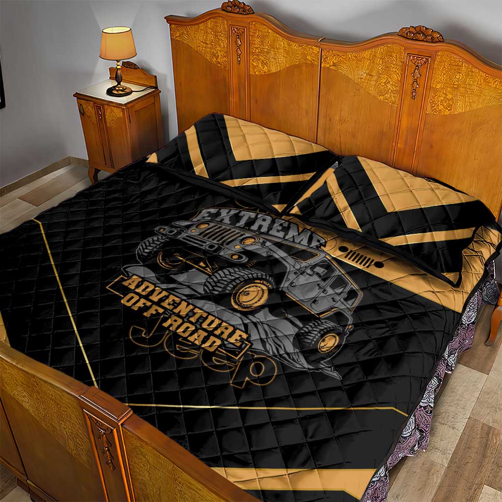 Jeep Of Road Quilt Bed Set Rugged Terrain Adventure And Bold Yellow Accents