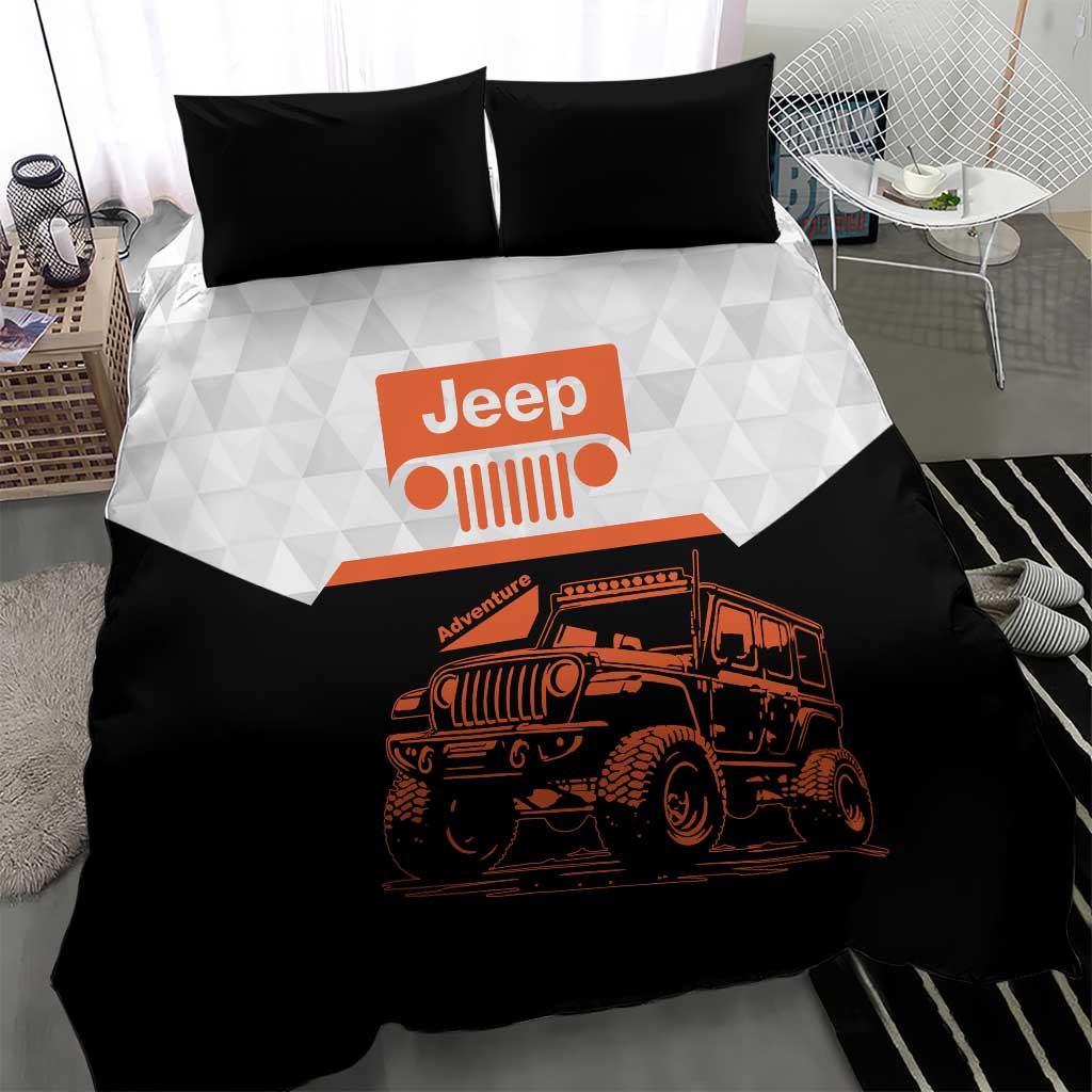 Jeep Adventure Off-Road Bedding Set Geometric Gradient Graphic Style