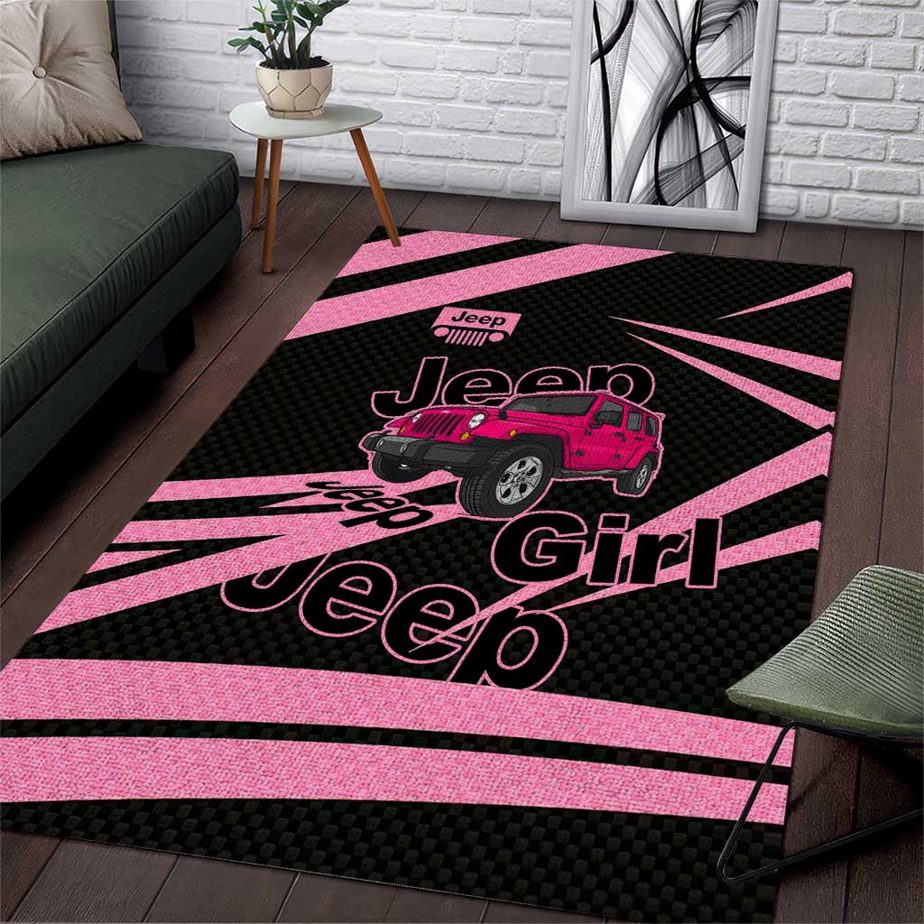 Jeep Girl Pink Edition Area Rug Bold Comic-Inspired Graphic Style TS04