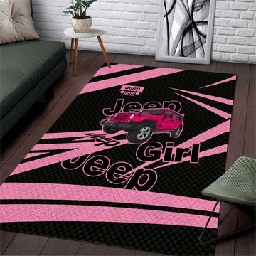 Jeep Girl Pink Edition Area Rug Bold Comic-Inspired Graphic Style TS04