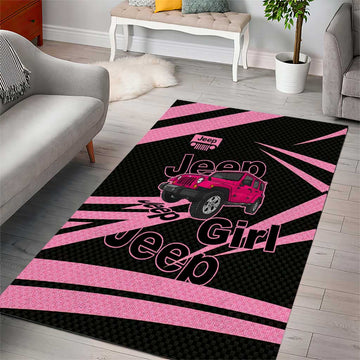 Jeep Girl Pink Edition Area Rug Bold Comic-Inspired Graphic Style TS04