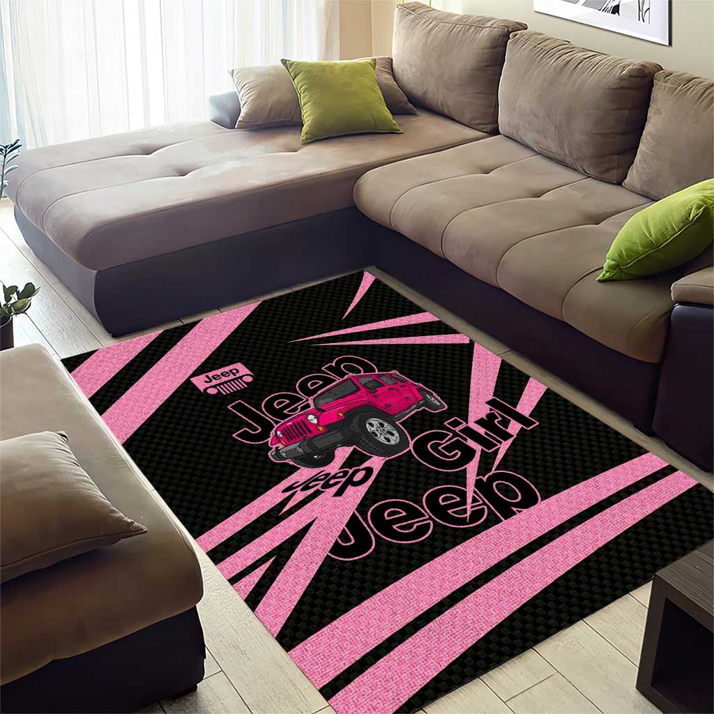 Jeep Girl Pink Edition Area Rug Bold Comic-Inspired Graphic Style TS04