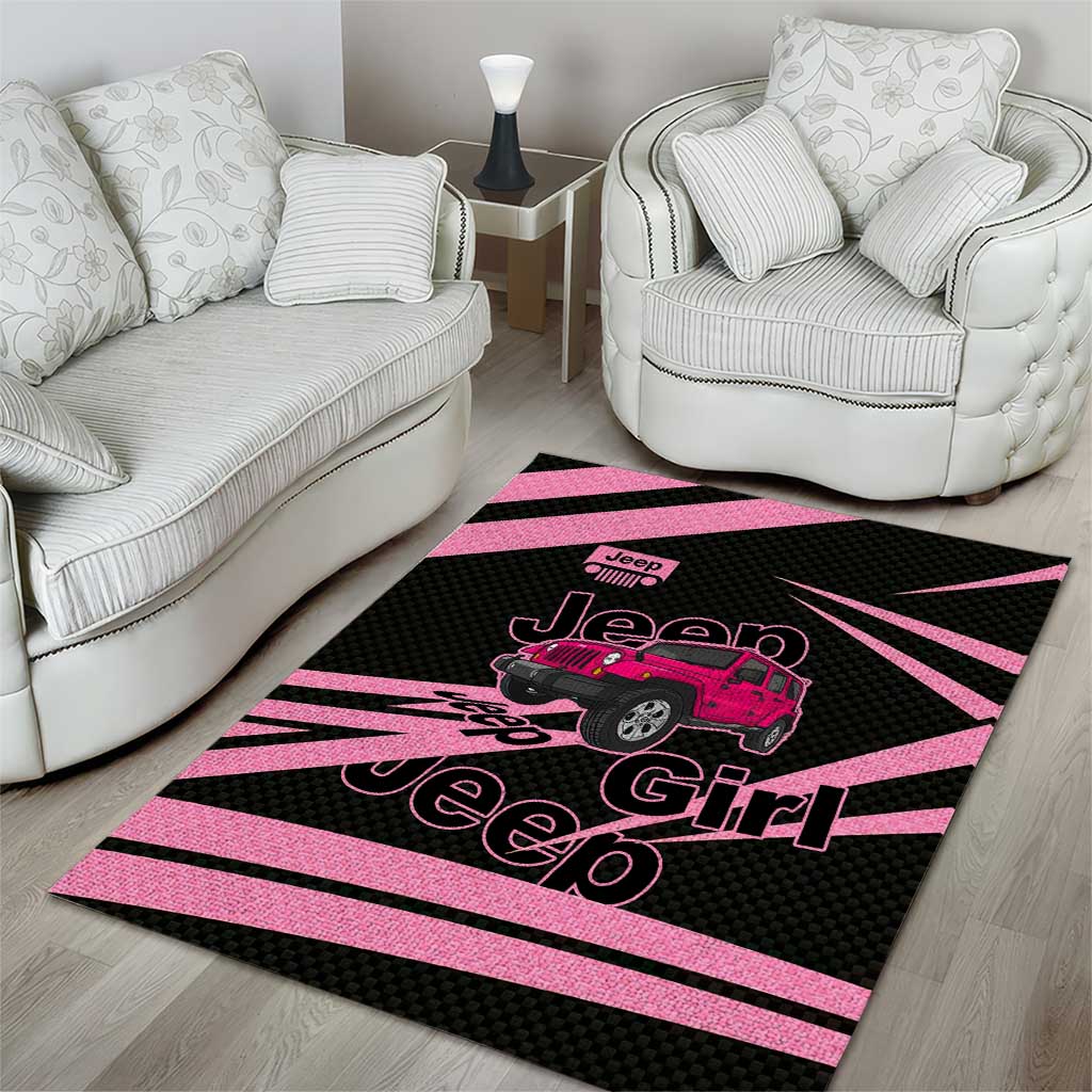Jeep Girl Pink Edition Area Rug Bold Comic-Inspired Graphic Style TS04
