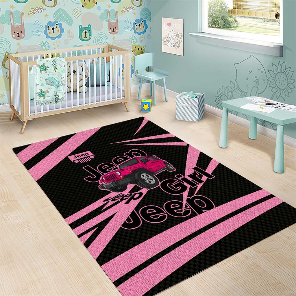 Jeep Girl Pink Edition Area Rug Bold Comic-Inspired Graphic Style TS04
