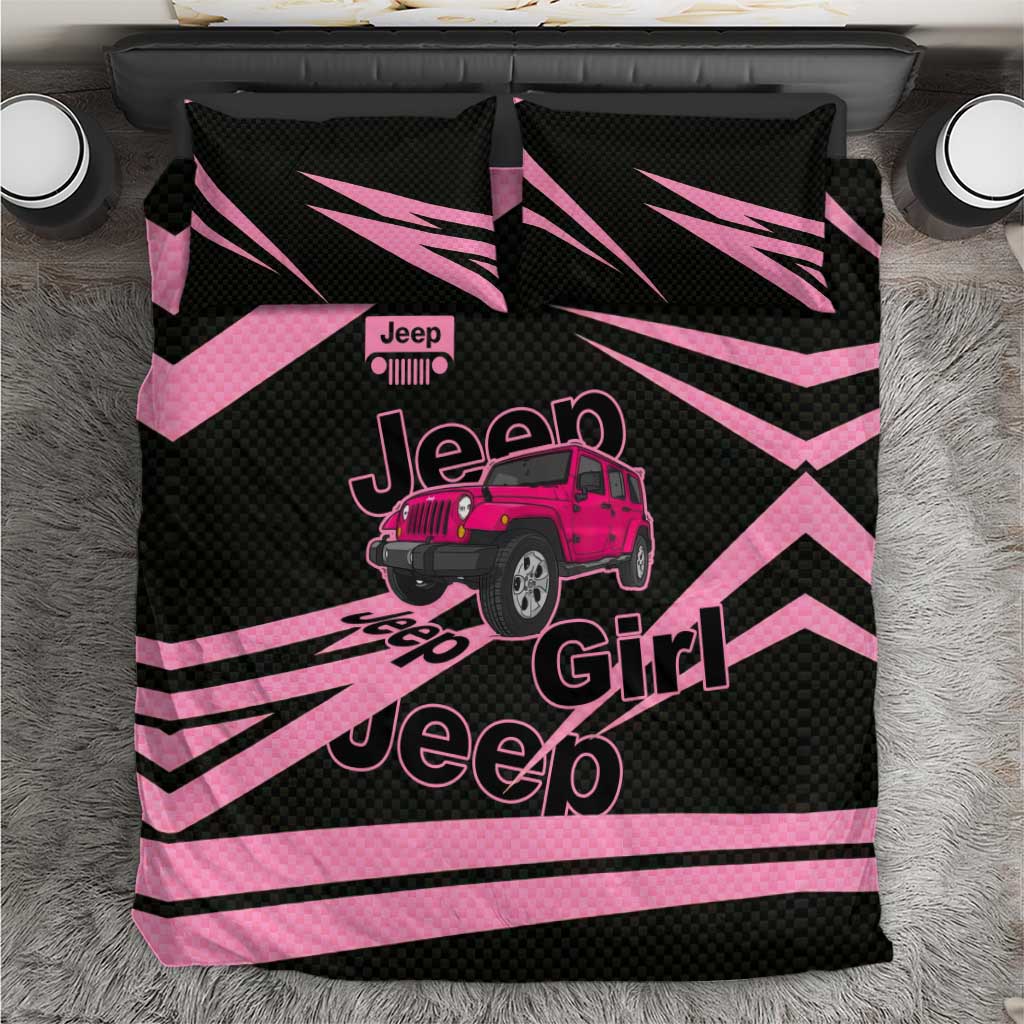 Jeep Girl Pink Edition Bedding Set Bold Comic-Inspired Graphic Style