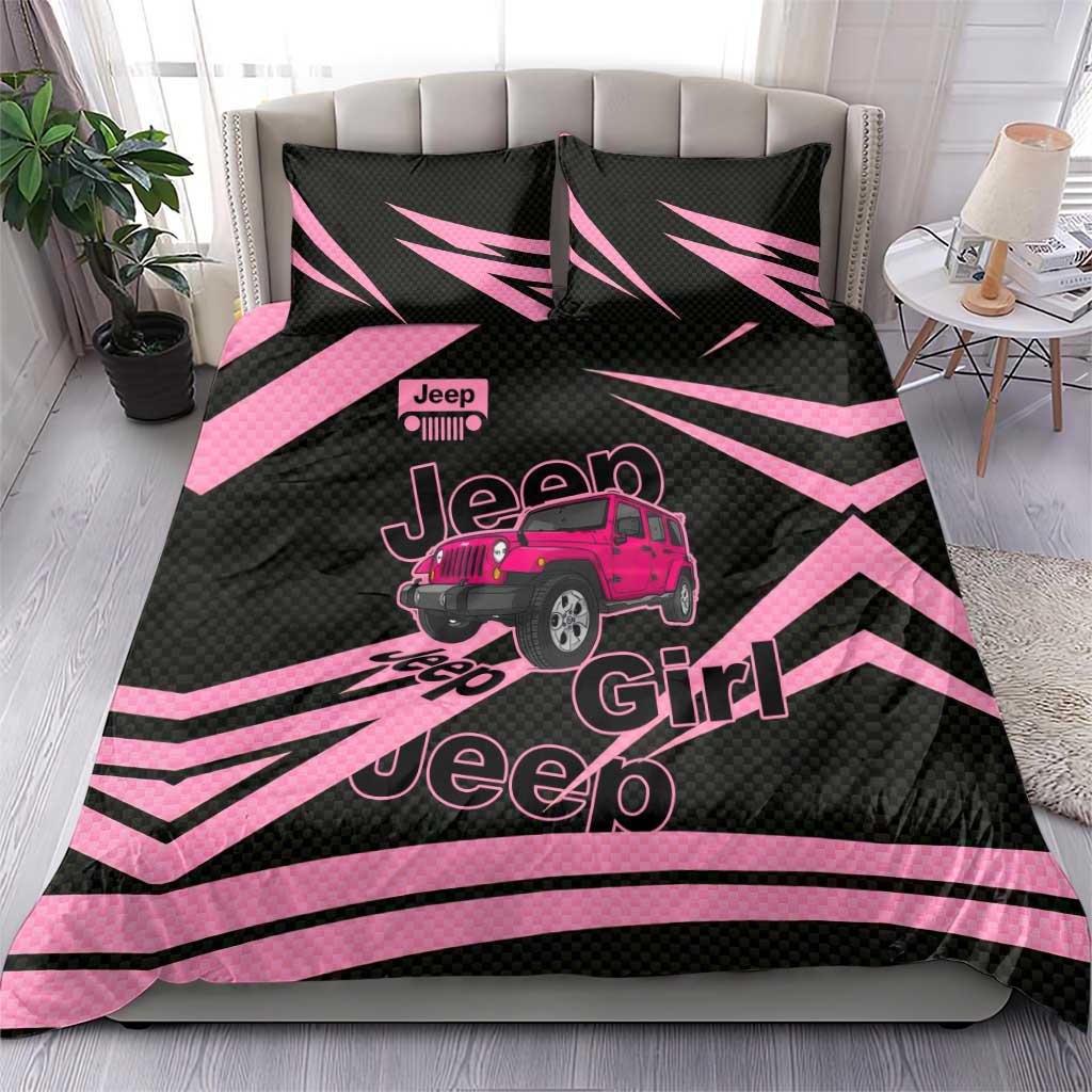 Jeep Girl Pink Edition Bedding Set Bold Comic-Inspired Graphic Style