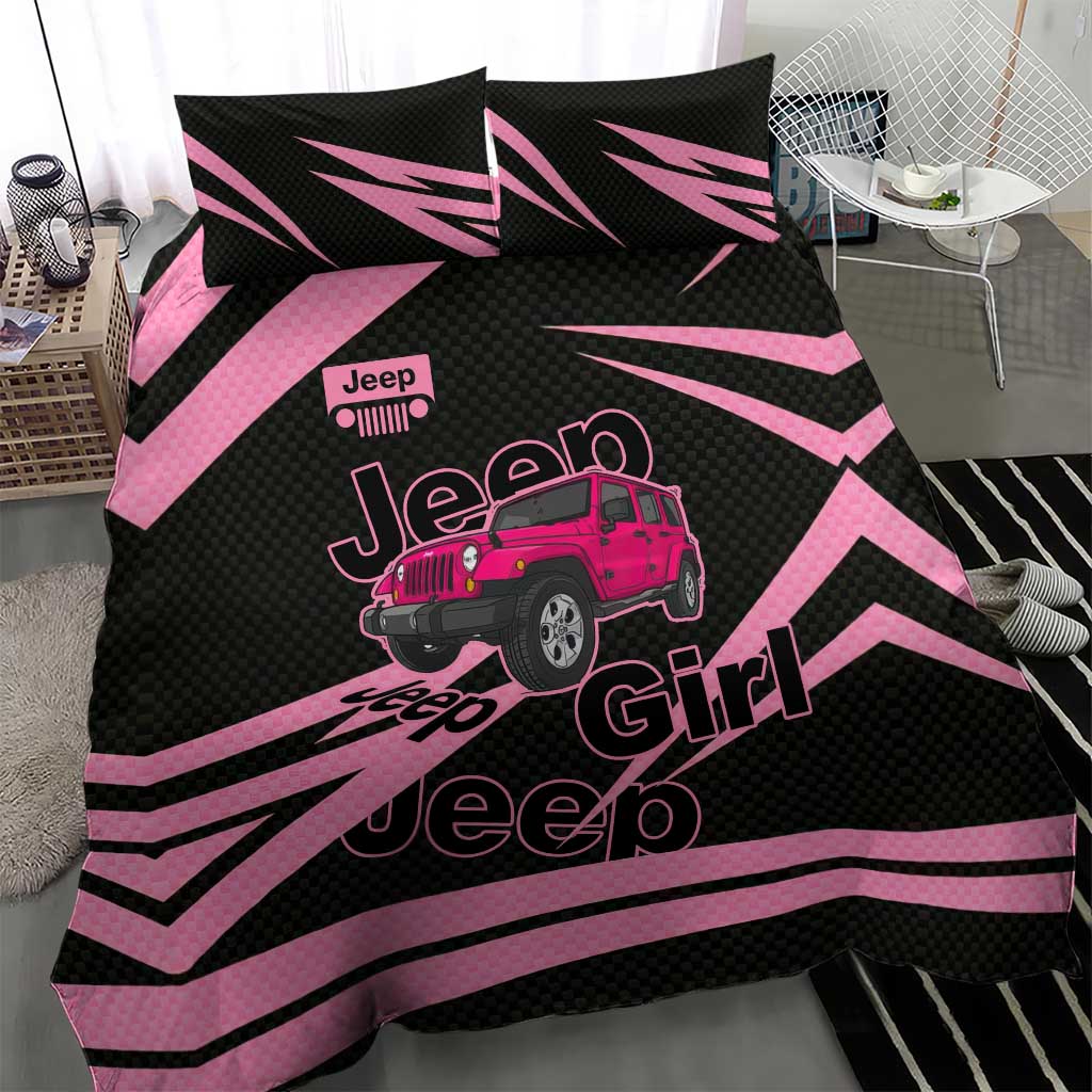 Jeep Girl Pink Edition Bedding Set Bold Comic-Inspired Graphic Style