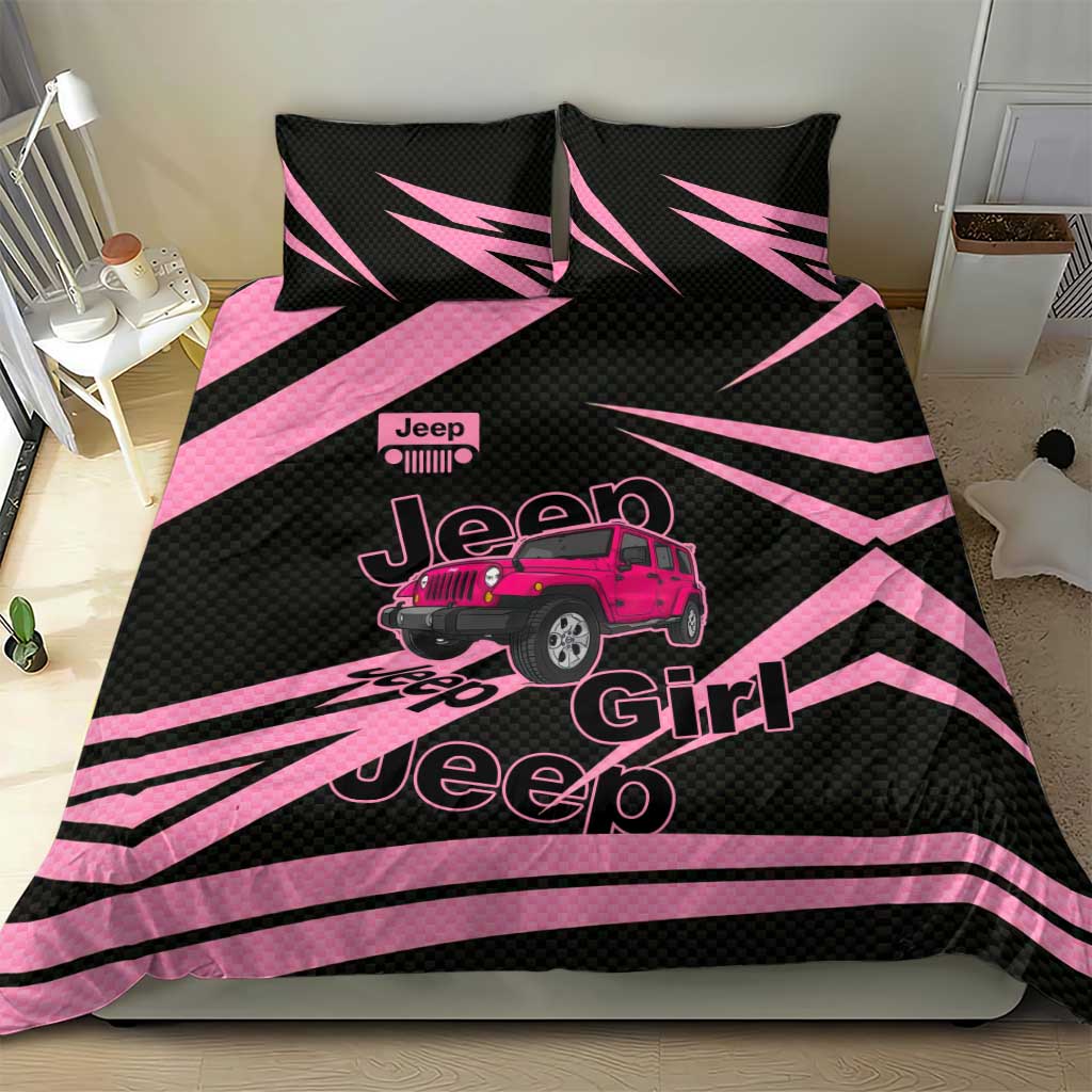Jeep Girl Pink Edition Bedding Set Bold Comic-Inspired Graphic Style