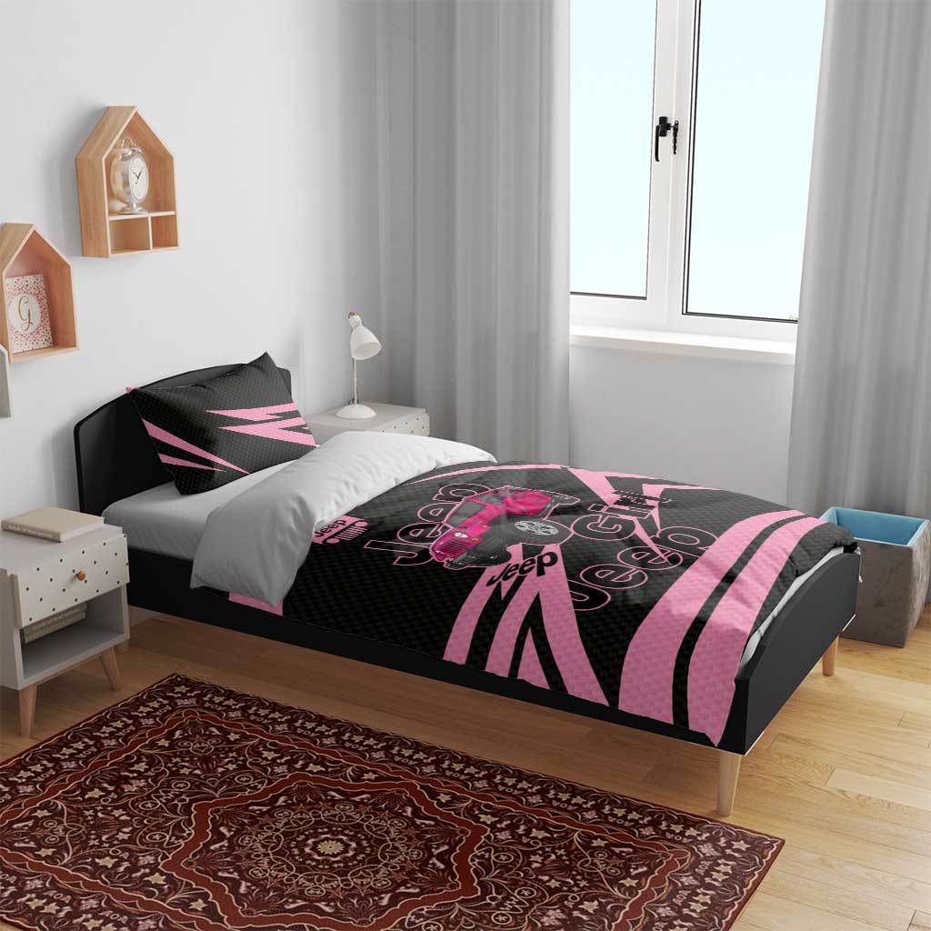 Jeep Girl Pink Edition Bedding Set Bold Comic-Inspired Graphic Style