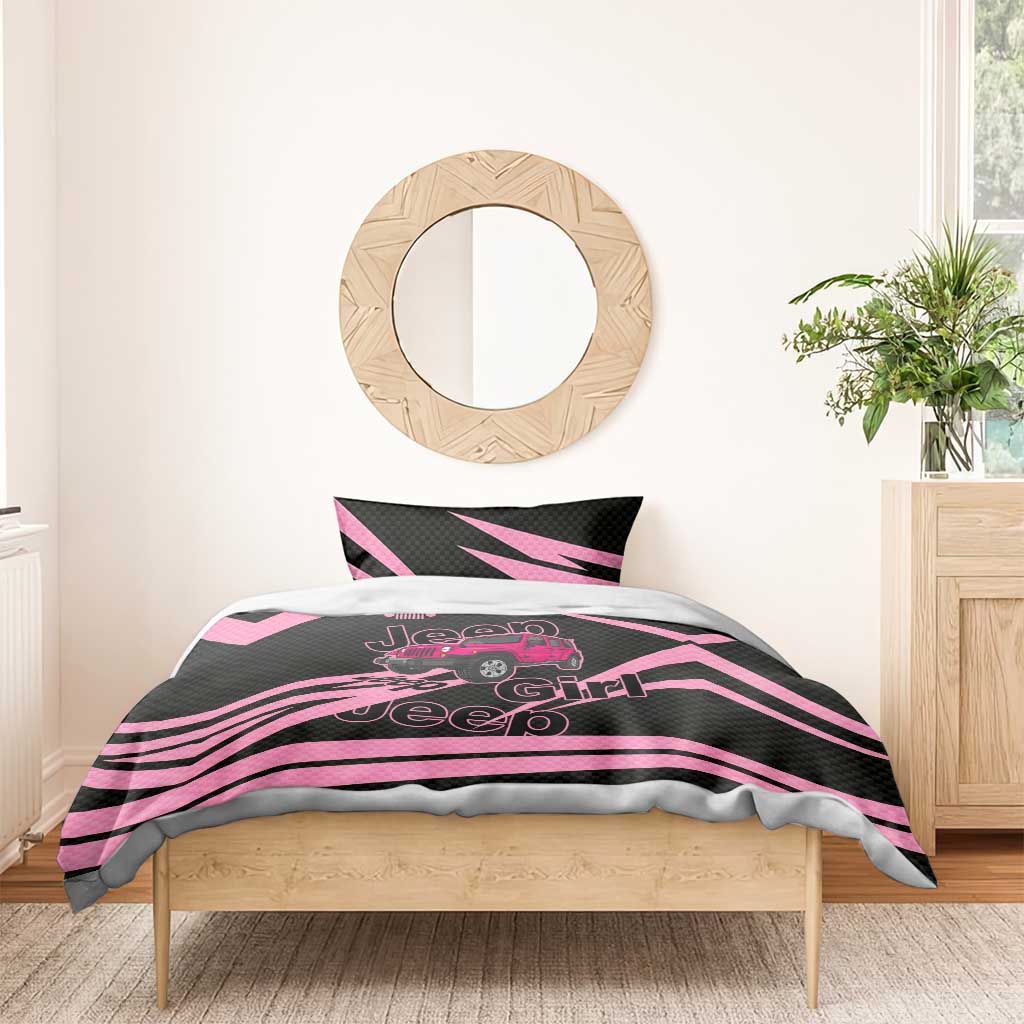 Jeep Girl Pink Edition Bedding Set Bold Comic-Inspired Graphic Style
