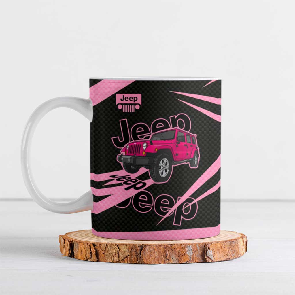 Jeep Girl Pink Edition Ceramic Mug Bold Comic-Inspired Graphic Style