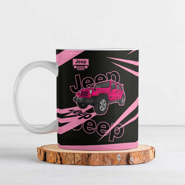 Jeep Girl Pink Edition Ceramic Mug Bold Comic-Inspired Graphic Style