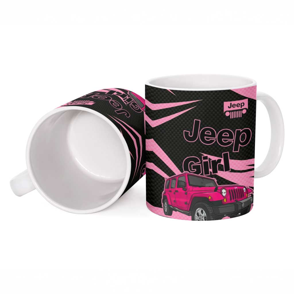 Jeep Girl Pink Edition Ceramic Mug Bold Comic-Inspired Graphic Style