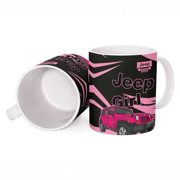 Jeep Girl Pink Edition Ceramic Mug Bold Comic-Inspired Graphic Style