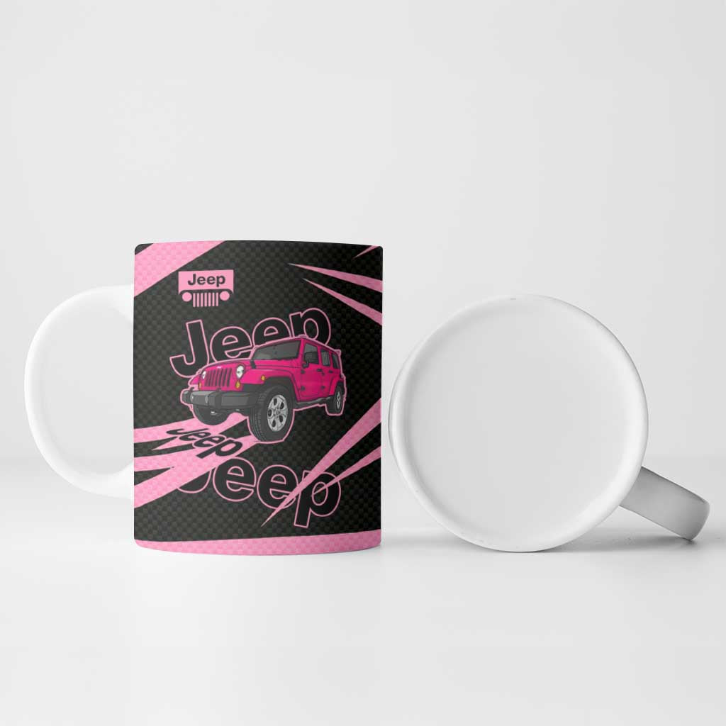 Jeep Girl Pink Edition Ceramic Mug Bold Comic-Inspired Graphic Style