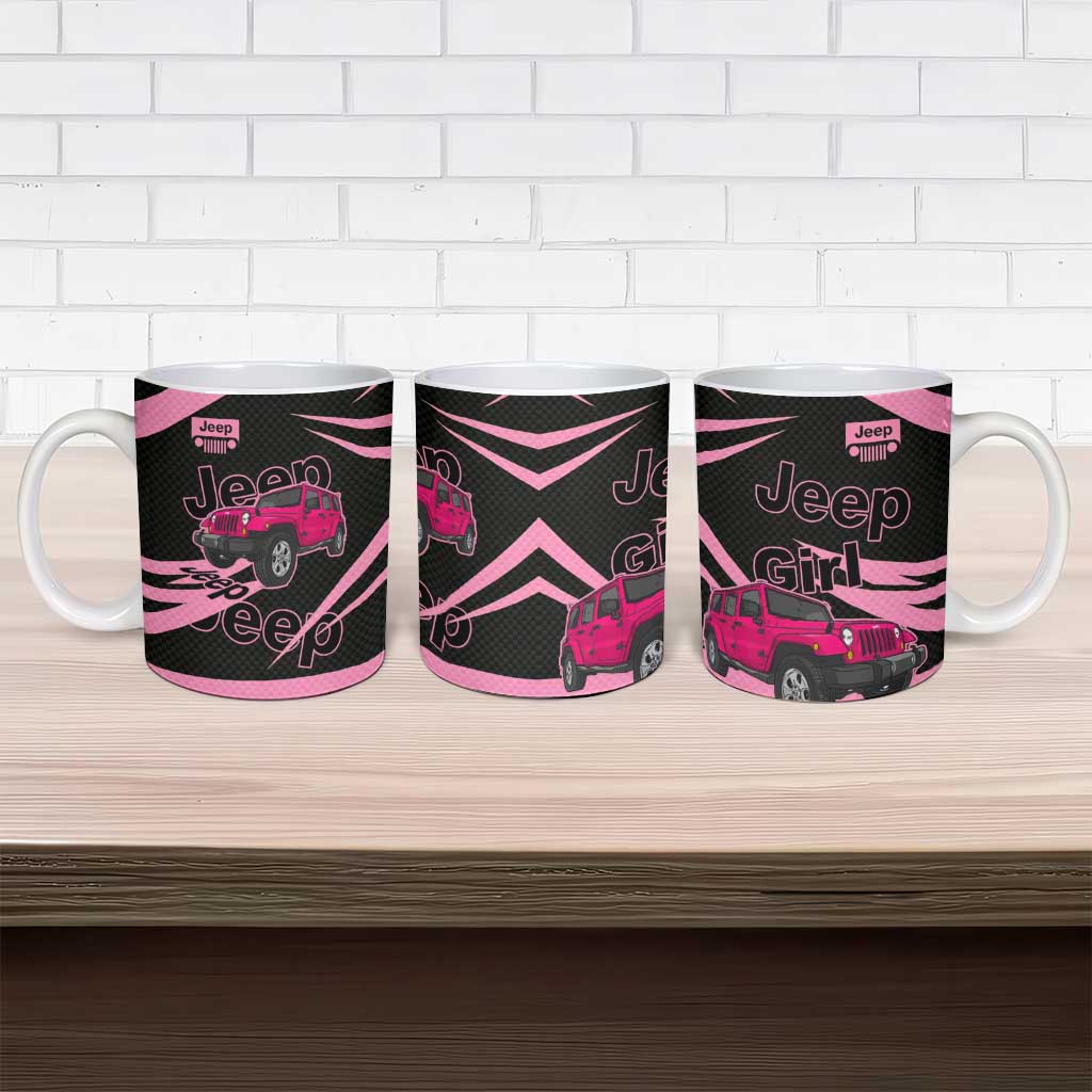Jeep Girl Pink Edition Ceramic Mug Bold Comic-Inspired Graphic Style