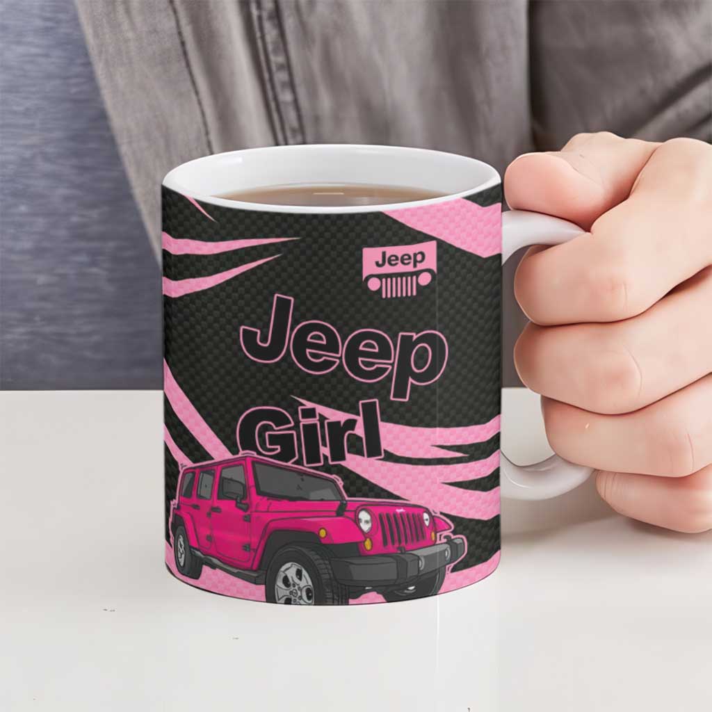 Jeep Girl Pink Edition Ceramic Mug Bold Comic-Inspired Graphic Style