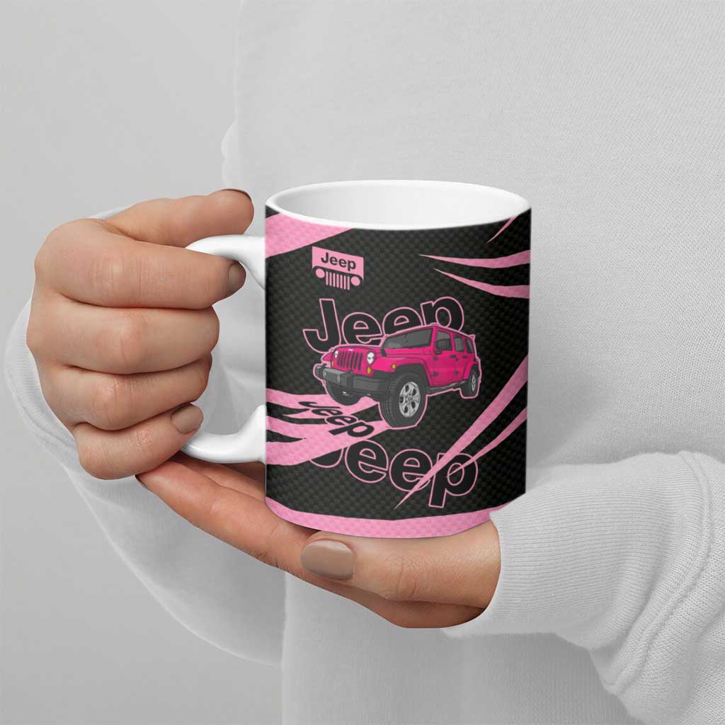 Jeep Girl Pink Edition Ceramic Mug Bold Comic-Inspired Graphic Style