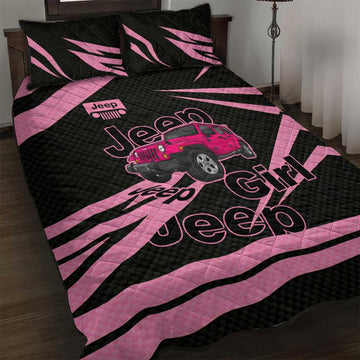 Jeep Girl Pink Edition Quilt Bed Set Bold Comic-Inspired Graphic Style