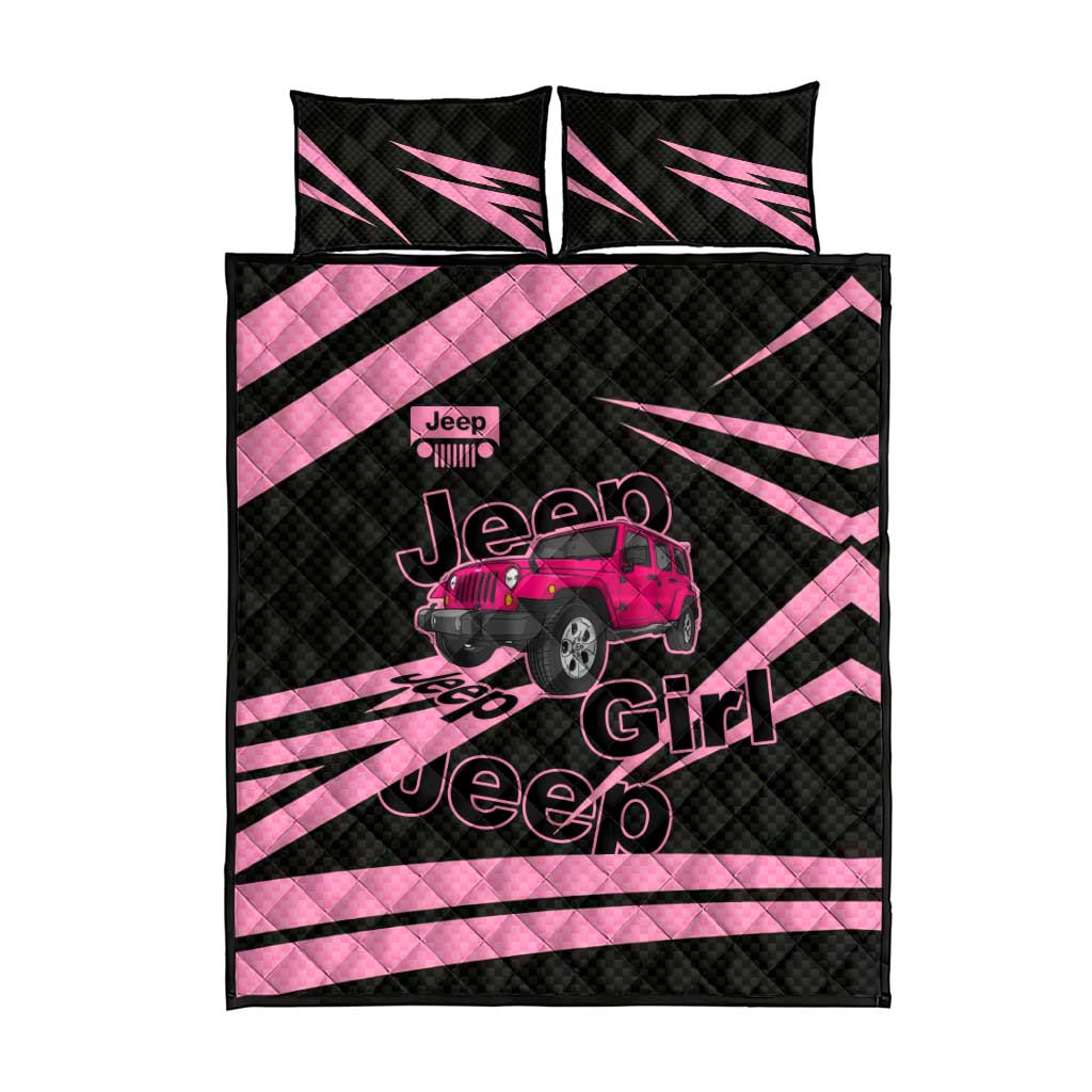 Jeep Girl Pink Edition Quilt Bed Set Bold Comic-Inspired Graphic Style